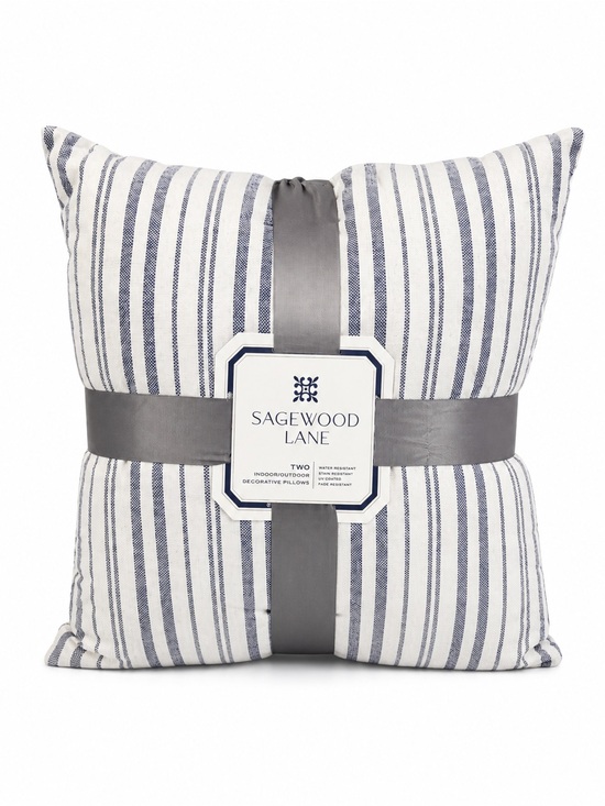 Other - Sagewood Lane Navy & White Striped Decorative Pillows Indoor/Outdoor 2pk